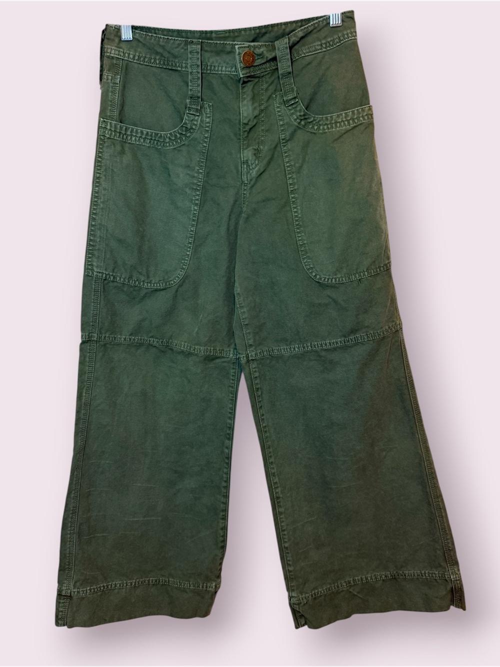 Urban Outfitters BDG Green Canvas Utility Pants Extreme Wide Leg Size 4